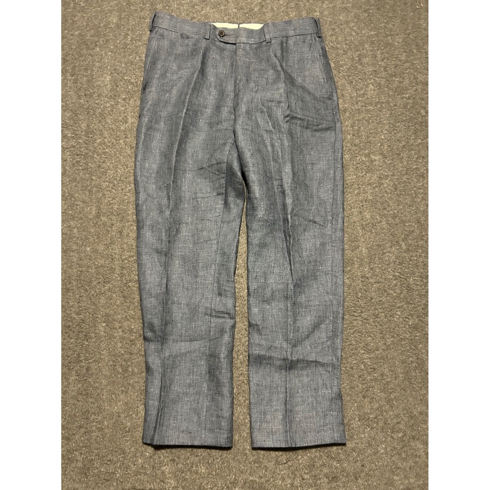 Suitsupply brescia linen pants mens blue dress trousers fit 33X27 office - Picture 2 of 7
